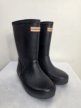 Hunter Black Kids' Rain Boots 11boys/12Girls